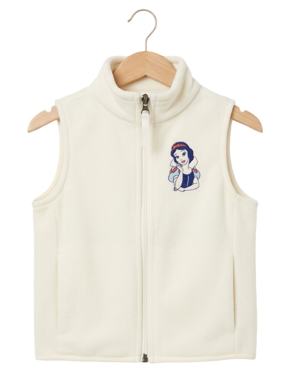 NWT Amazon Disney Girls Snow White Polar Fleece full zip Vest pale yellow 6/7
